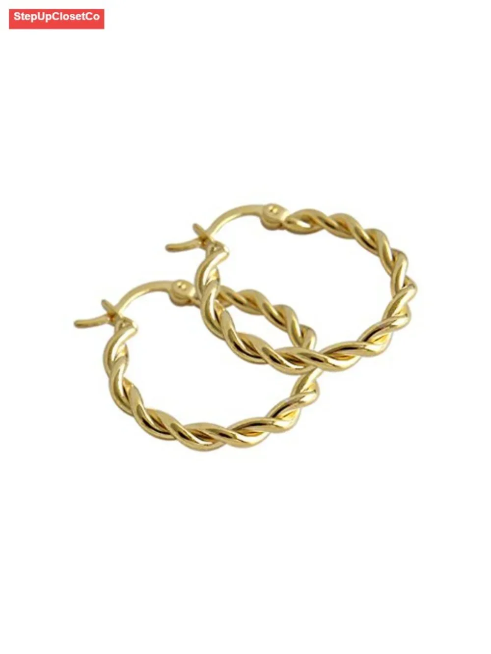 Minimalist Twisted Hoop Earrings Huggie Celtic Love Knot 20mm Copper